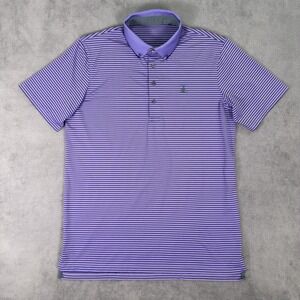 Grayson Shirt Mens Large Purple Striped Short Sleeve Polo Collar Logo Stretch